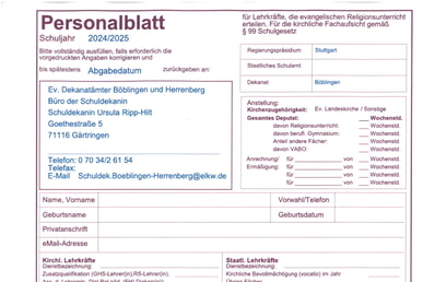 Personalblatt (blanko)